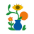Abstract vase with eye flower and sun