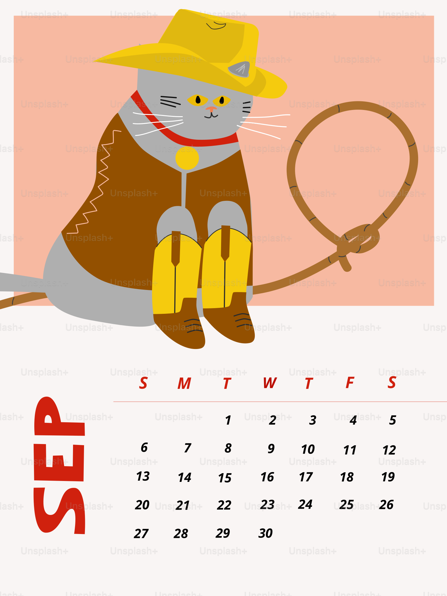 Kucing berpakaian seperti koboi dengan laso