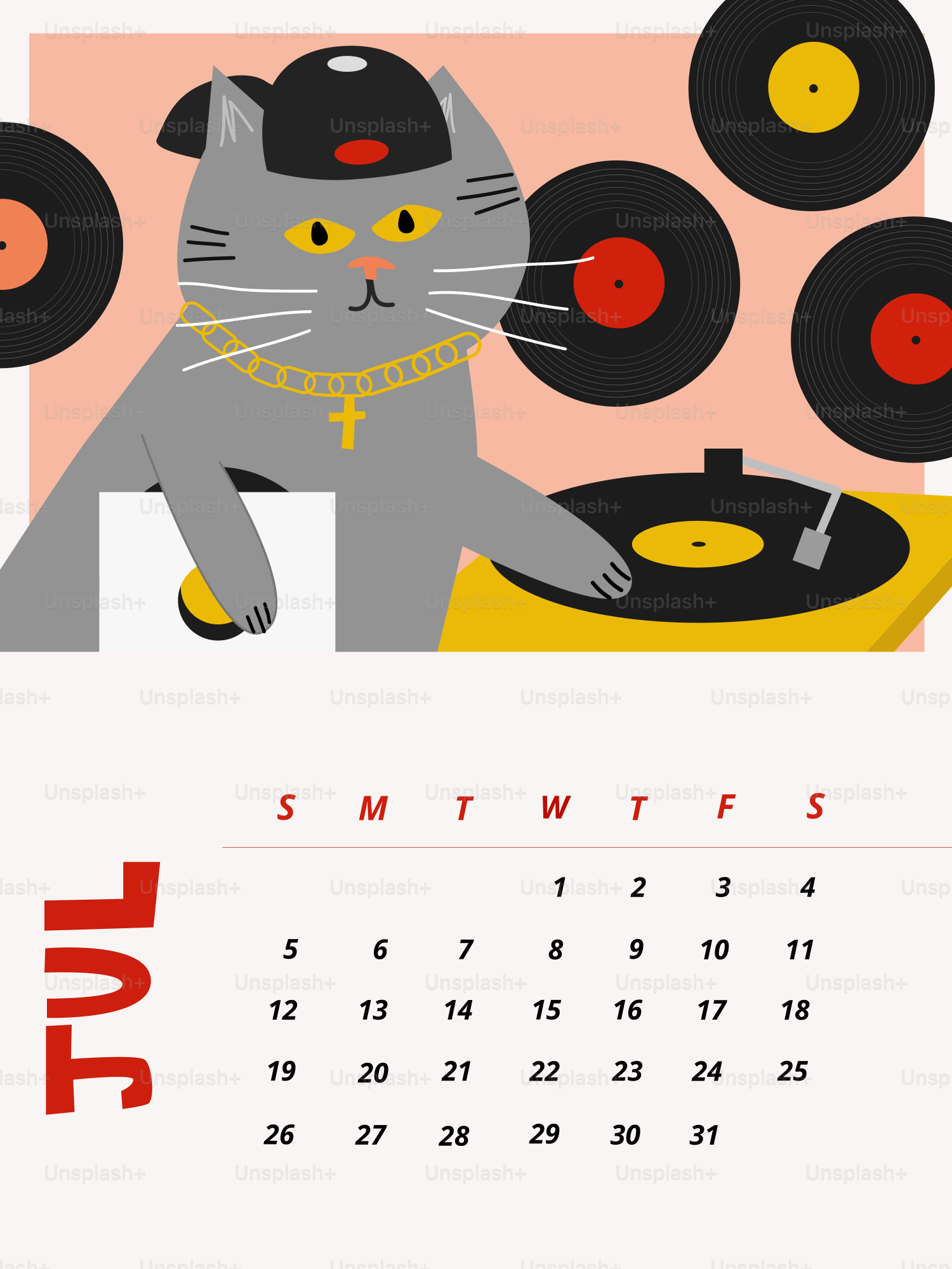 A cat dj with records and a turntable