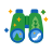 Green binoculars with nature scenes and stars