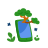 Árbol verde creciendo desde la pantalla de un smartphone.