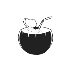 Minuman kelapa bergaya dengan sedotan.