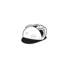 A simple line drawing of a taco.