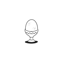 A hand-drawn egg in an egg cup.