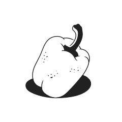 Un disegno in bianco e nero di un peperone.
