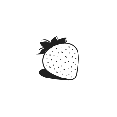 Black and white strawberry with shadow