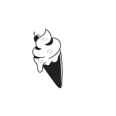 A melting ice cream cone with a cherry