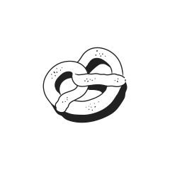 Um desenho preto e branco de um pretzel