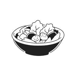 Bowl of fresh salad with lettuce and vegetables