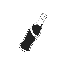 A simple drawing of a dark soda bottle