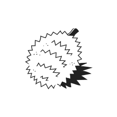 A spiky durian fruit illustration on white background