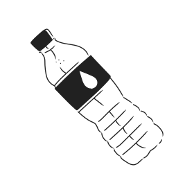 A simple line drawing of a water bottle