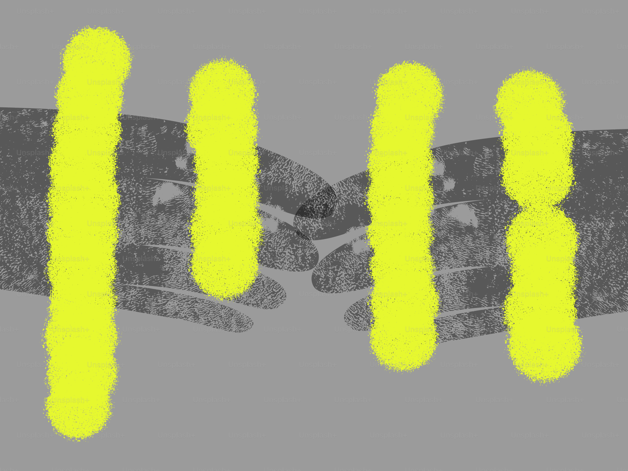 Yellow lines on a gray textured background