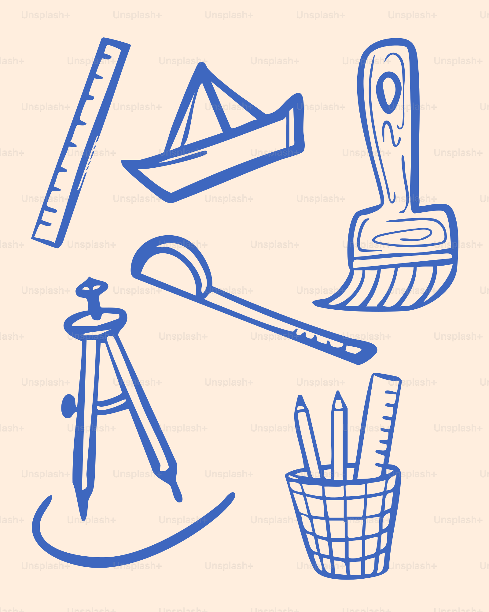 Outils de dessin et d’art sur un fond clair