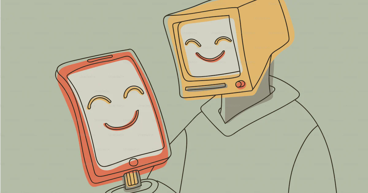 Happy Face Using Computer Computer and tablet with smiling faces vector – Technology Image on ...