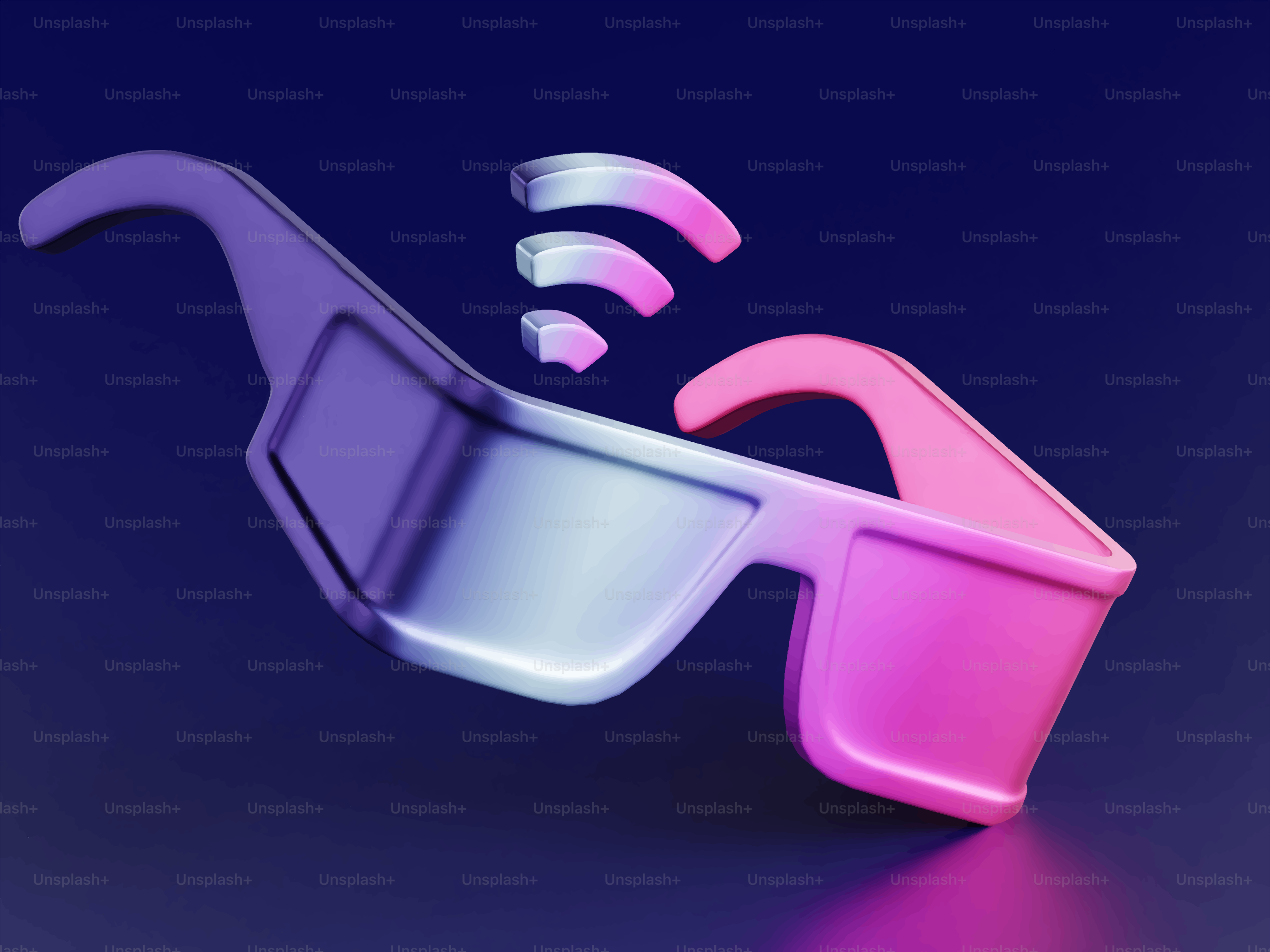 3D-Brille mit drahtlosem Signalsymbol
