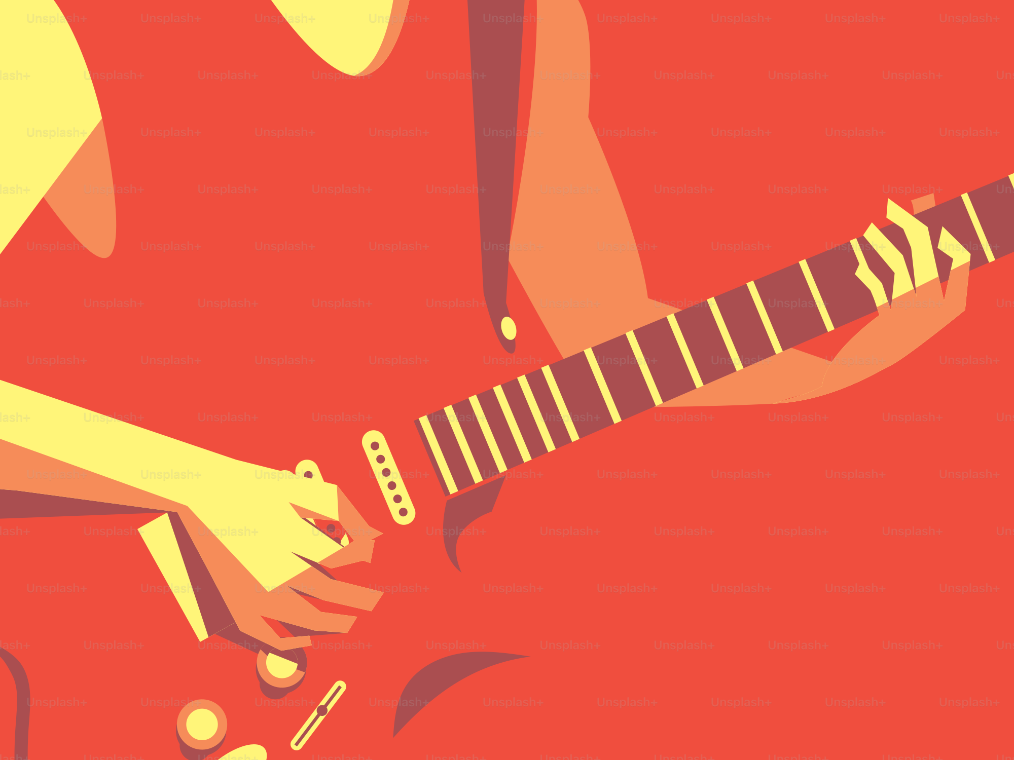 Persona tocando una guitarra eléctrica roja