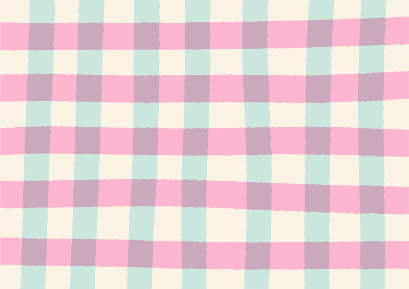 Pastel plaid pattern with pink, purple, and teal stripes.