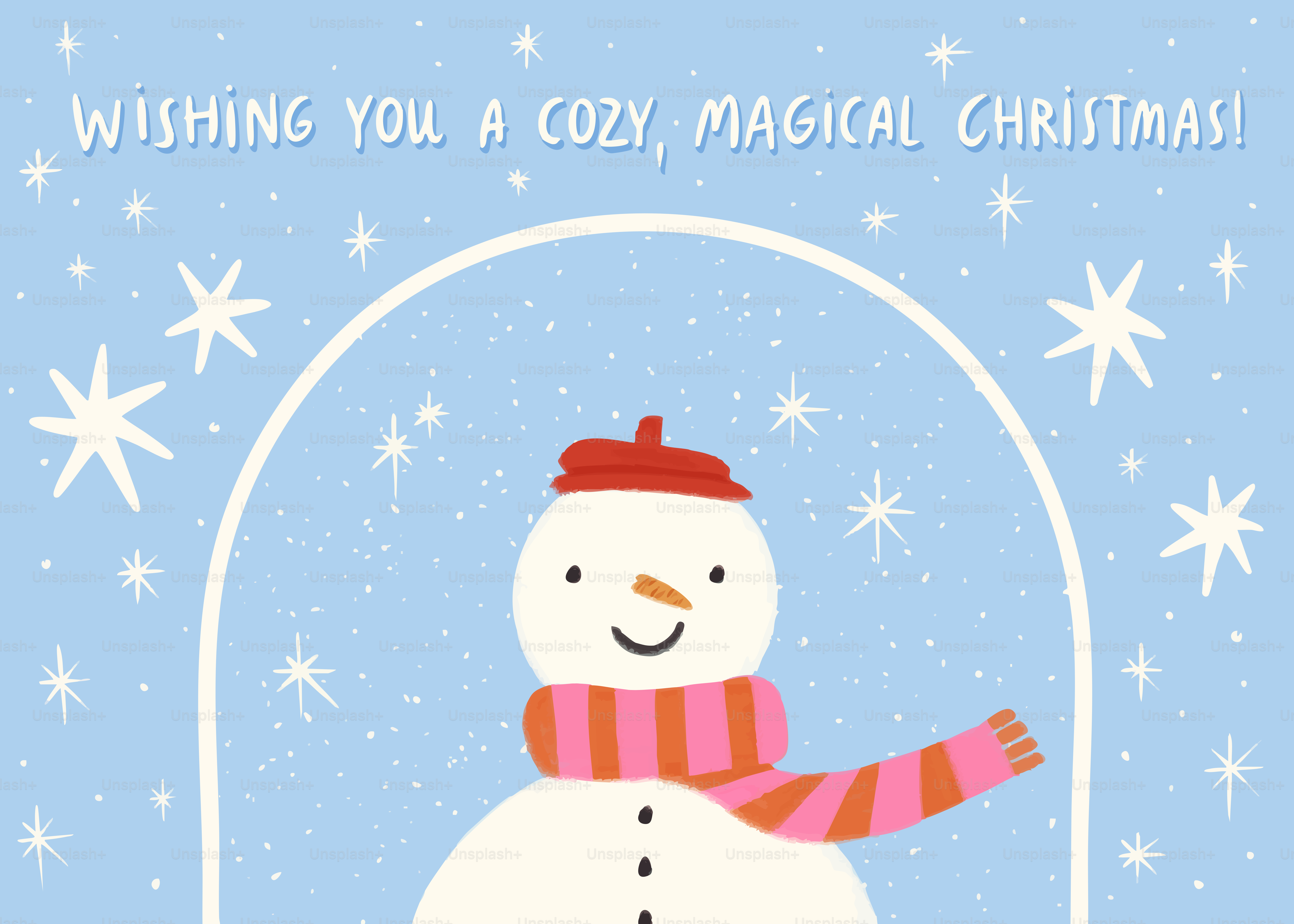 魔法のクリスマスを願うスノードームの雪だるま