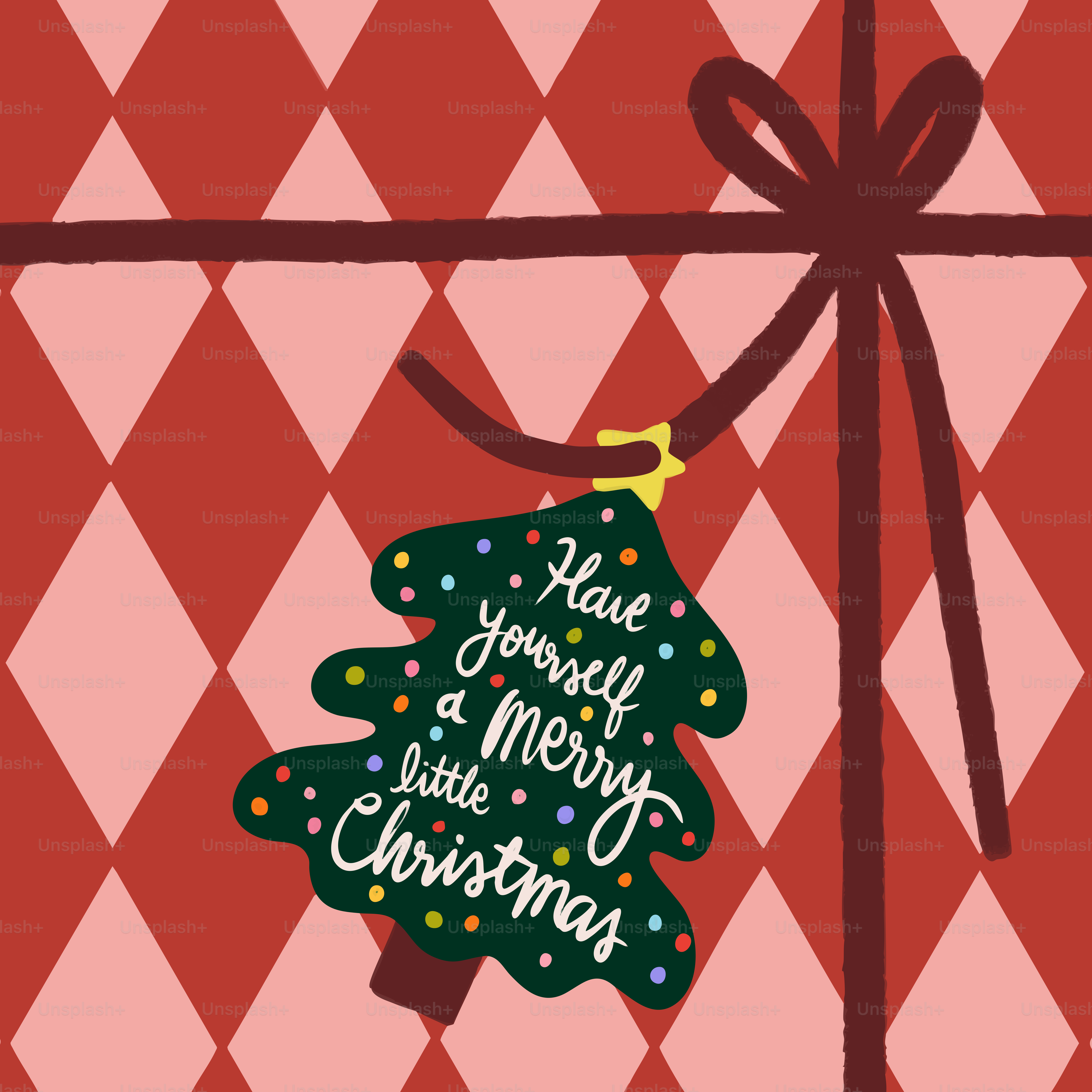 赤い背景にホリデーグリーティングが書かれたクリスマスギフトタグ