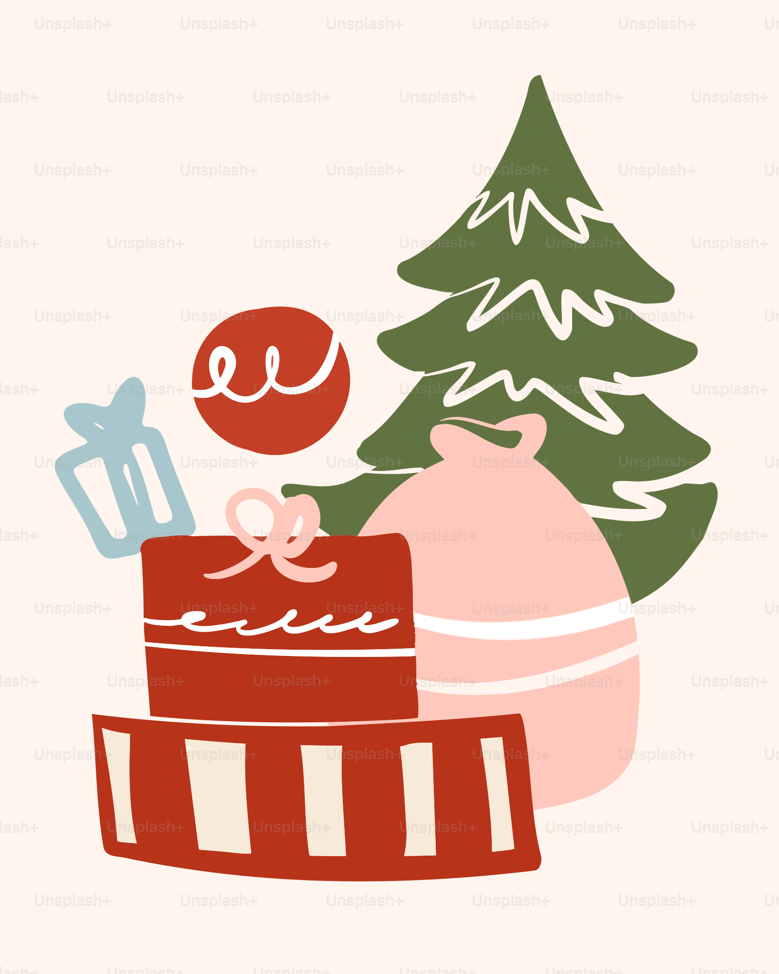 Christmas tree with wrapped gifts and a large sack vector – Merry ...