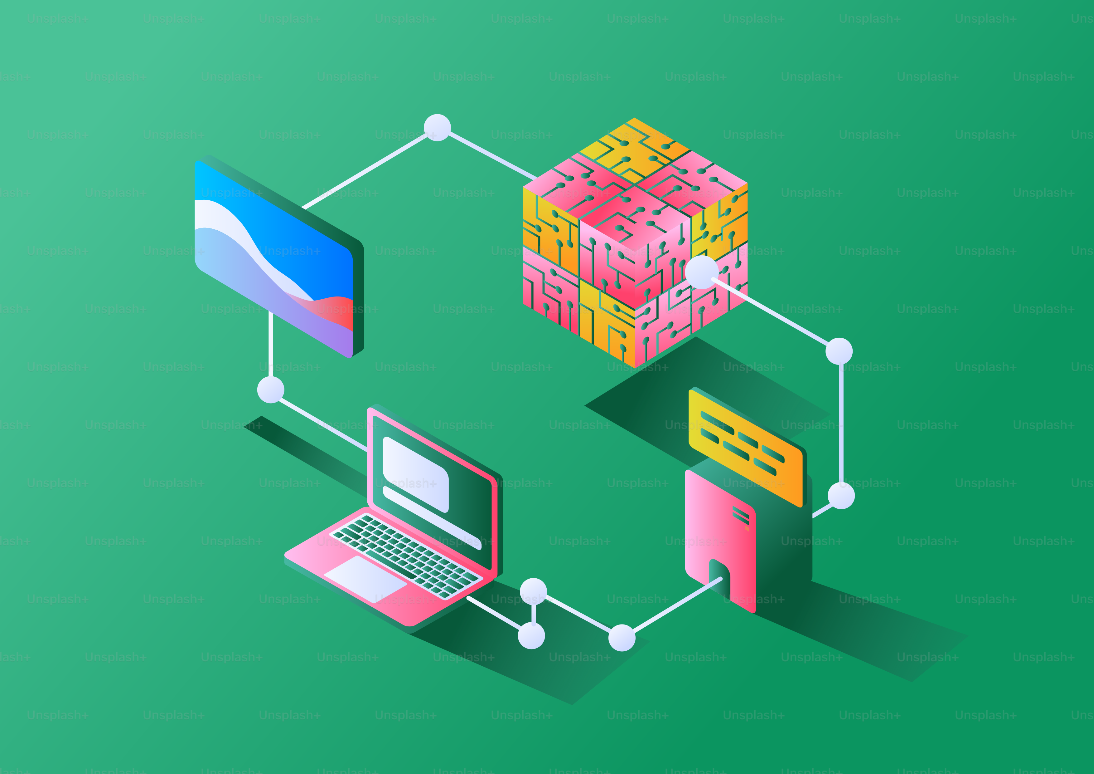 Fluxo digital de dados entre dispositivos e ao redor dos dispositivos.