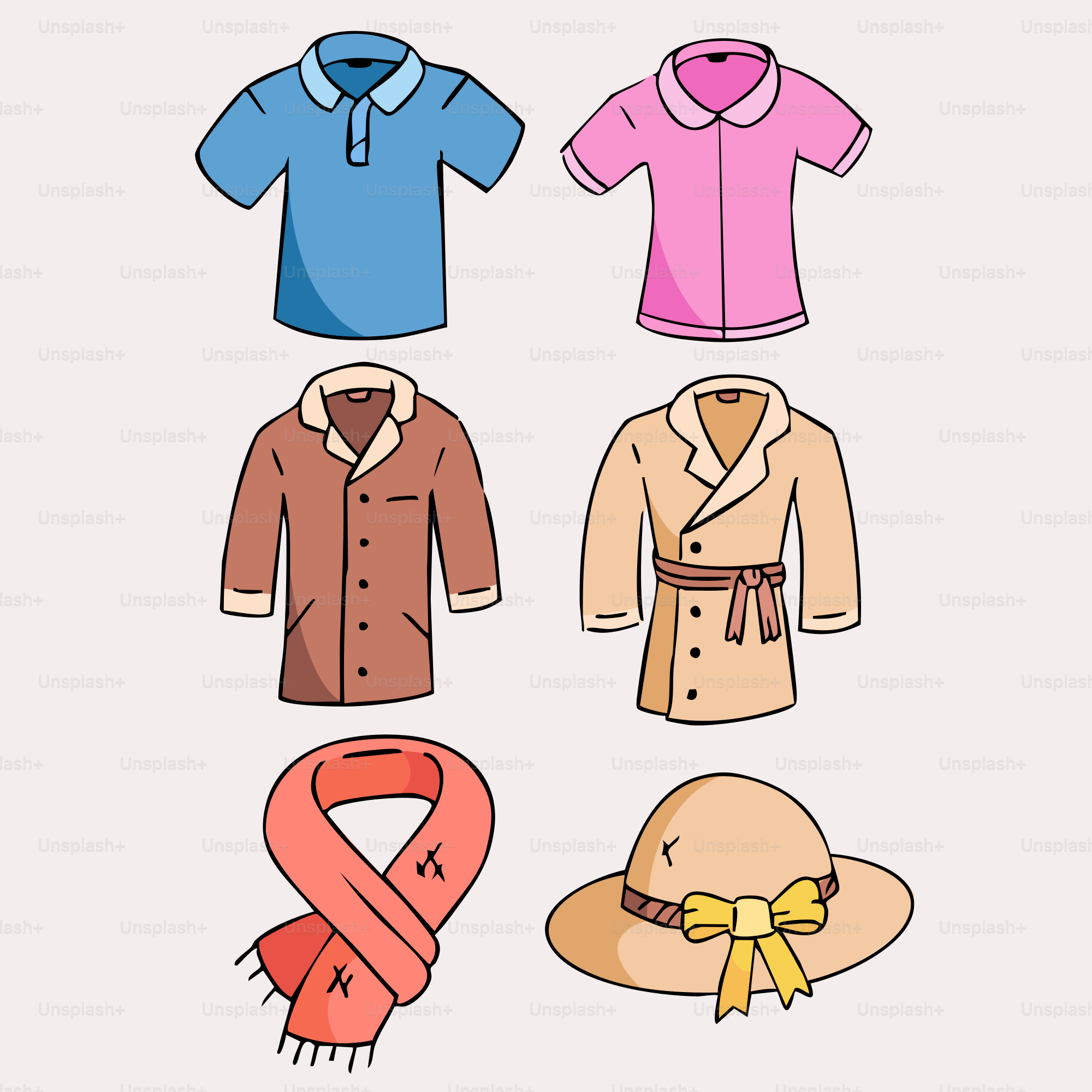 Collection of casual clothing and accessories