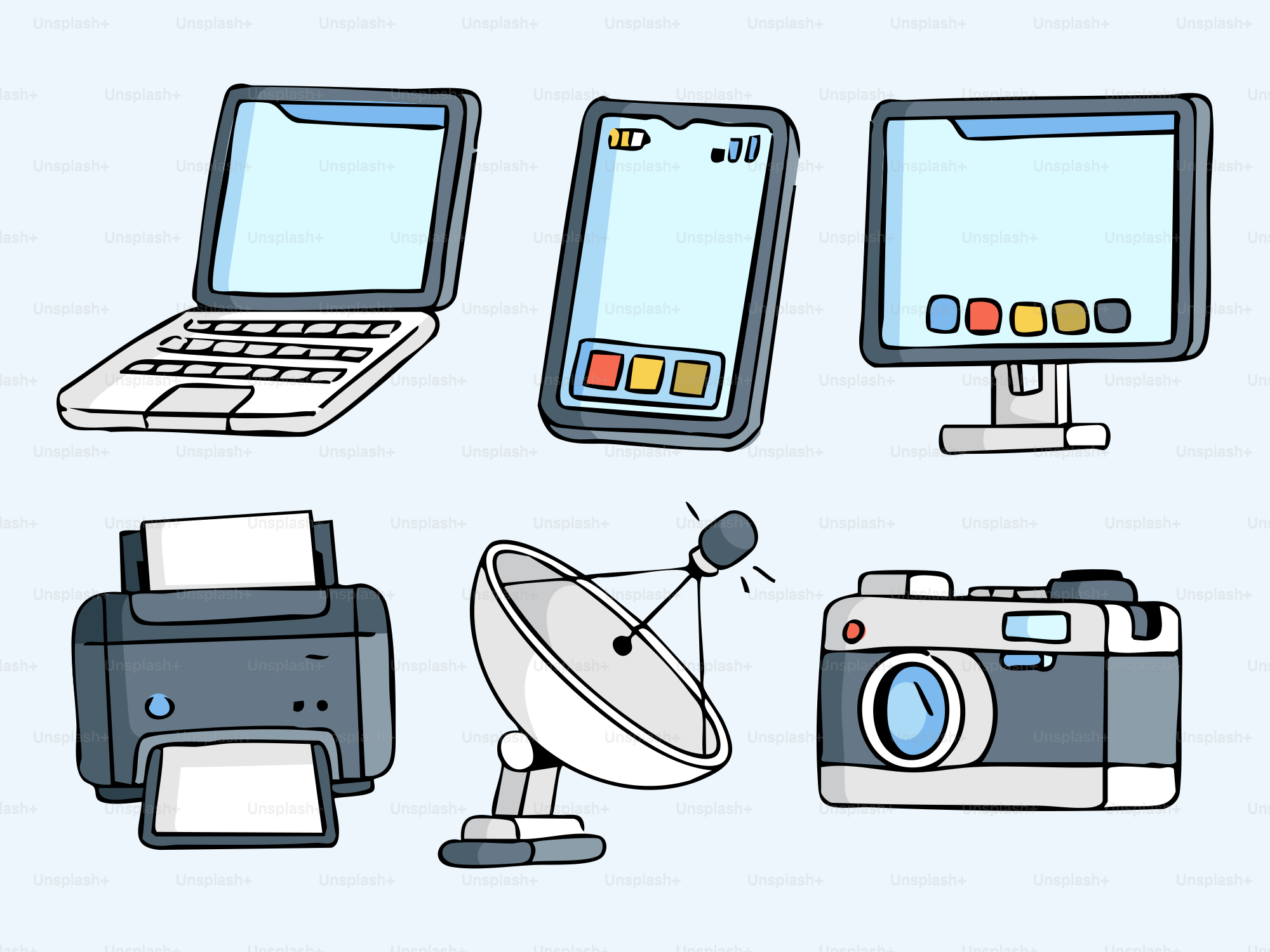 Collection of electronic devices and gadgets