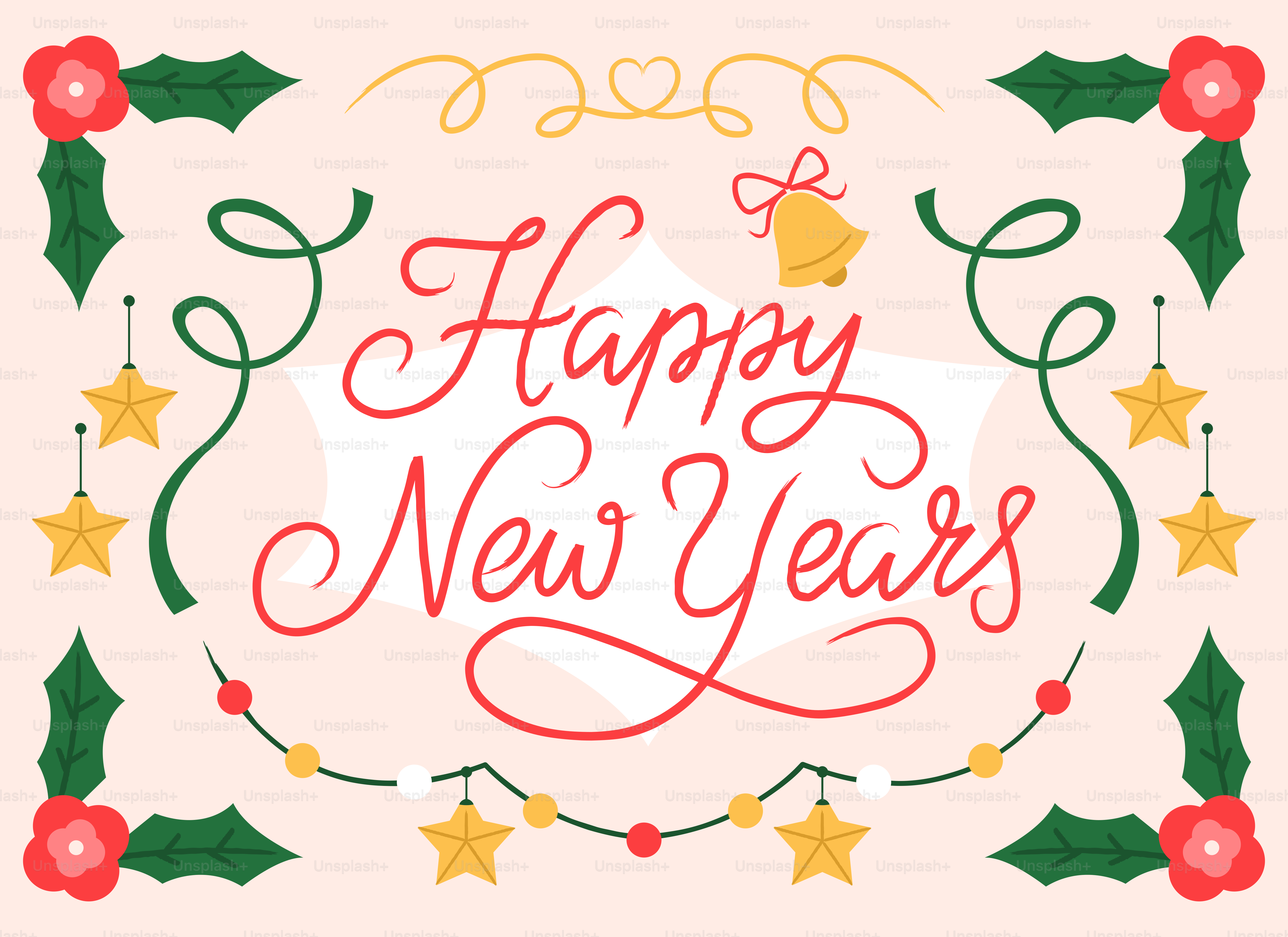 Bonne année avec des décorations festives