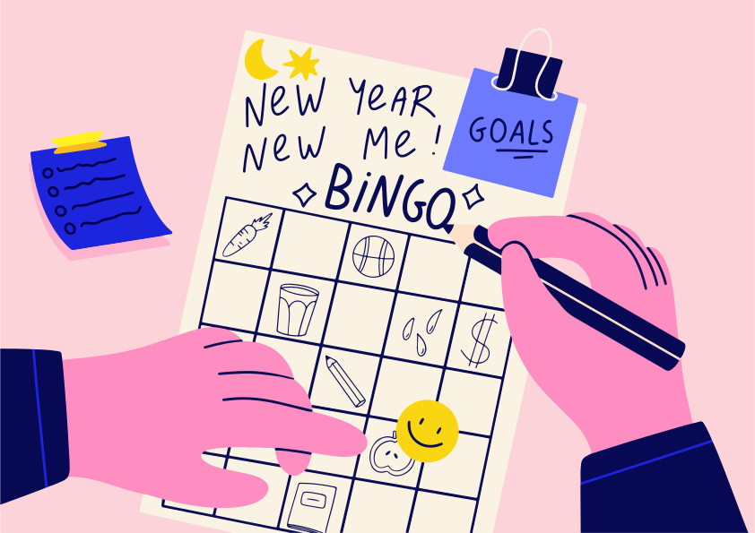 落書きで新年の新しい私ビンゴの目標