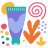 Uma ilustração abstrata colorida com um tubo de creme