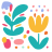 Abstract colorful floral and organic shapes on white