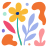 Forme astratte e colorate e un fiore stilizzato