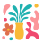 Vase abstrait aux formes colorées et fleur