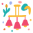 Colorful chandelier with abstract shapes and floral elements