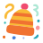 Un chapeau d’hiver rayé coloré avec des confettis festifs.