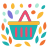 Panier de courses coloré avec feuilles et feuilles