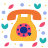 Retro rotary phone with colorful floral accents