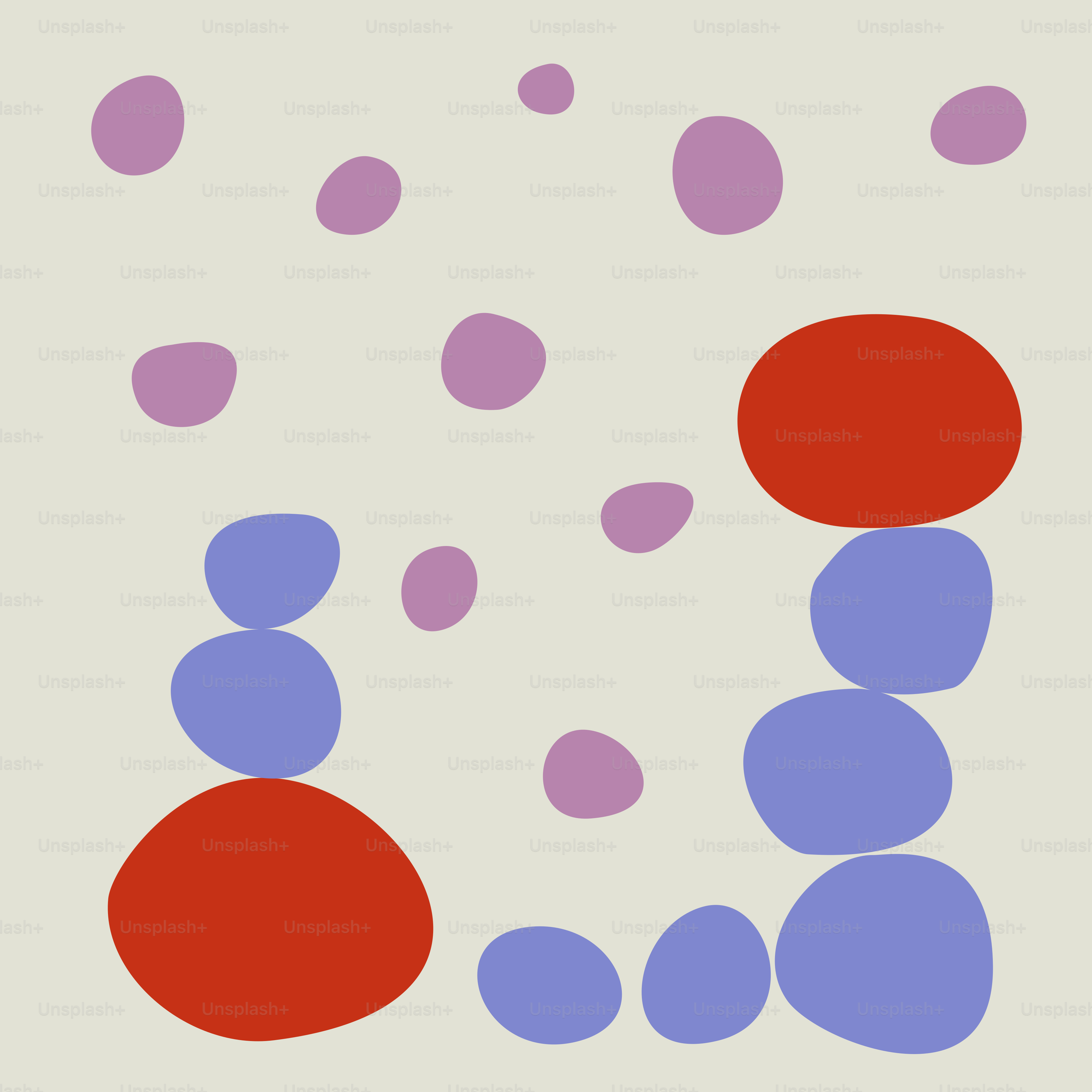 Abstract arrangement of colorful rounded shapes on a light background.
