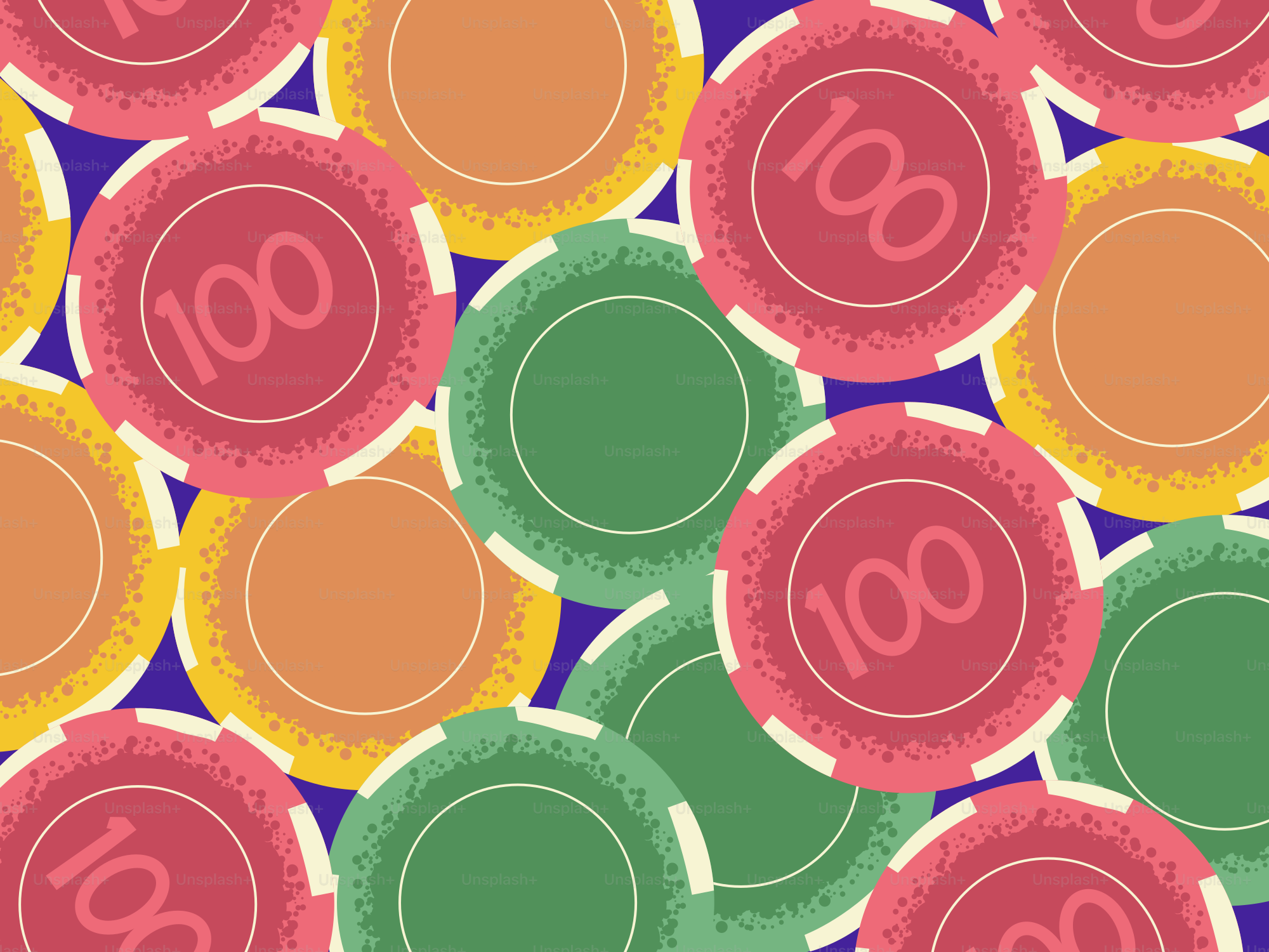 Bunte Pokerchips mit der Zahl 100