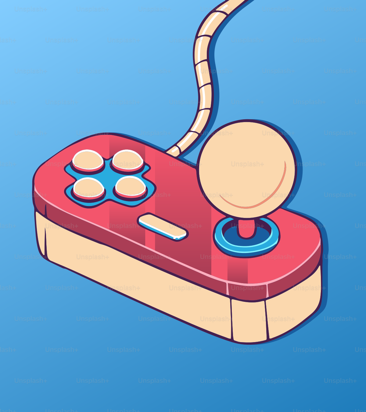 Retro video game controller with joystick and joystick