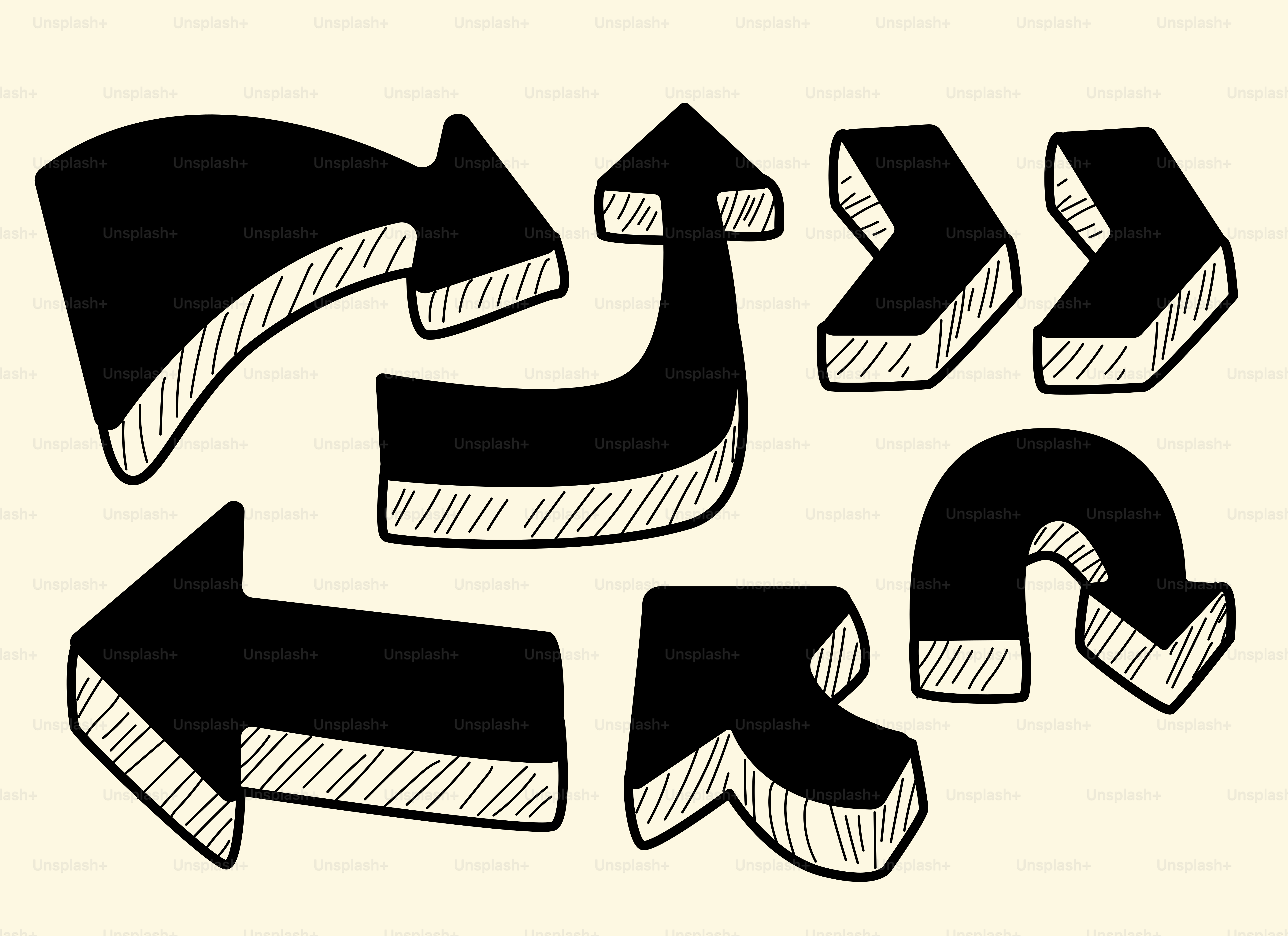 Several black arrows pointing in different directions