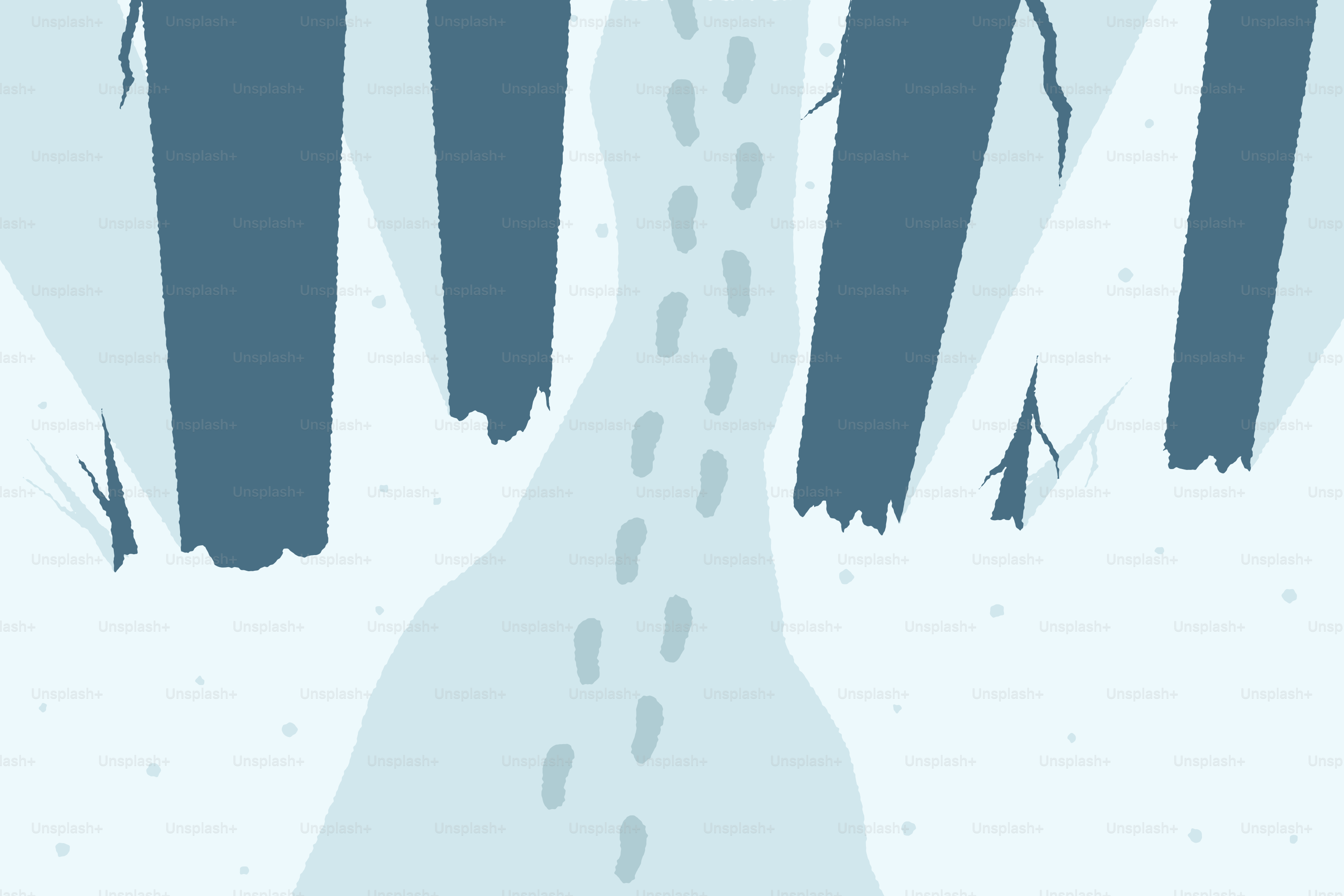 Des empreintes dans la neige sur un sentier forestier