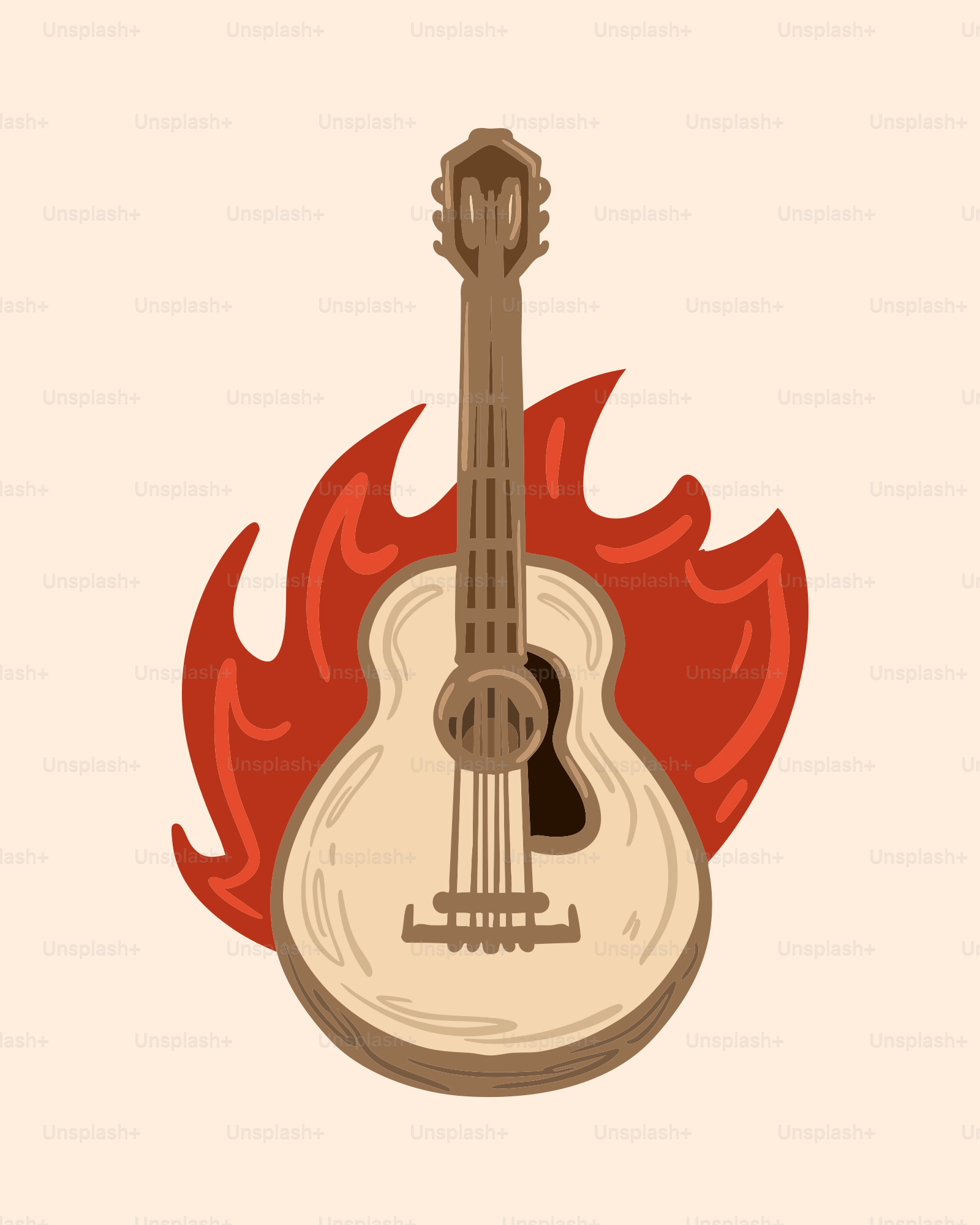 Vektor Gitar akustik dengan api di belakangnya – Gambar Musik di Unsplash