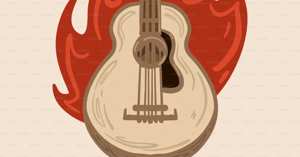Vektor Gitar akustik dengan api di belakangnya – Gambar Musik di Unsplash