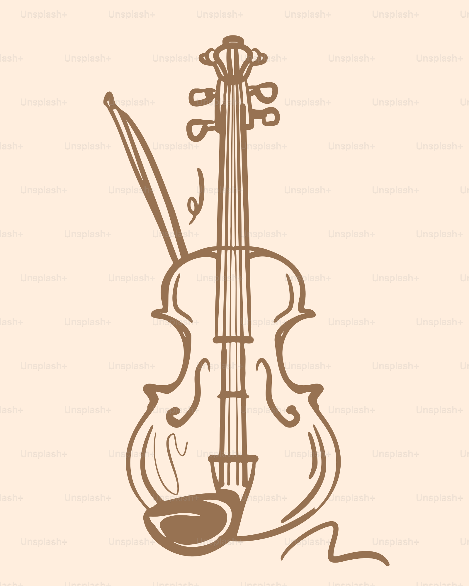 Sketch of a violin with a bow