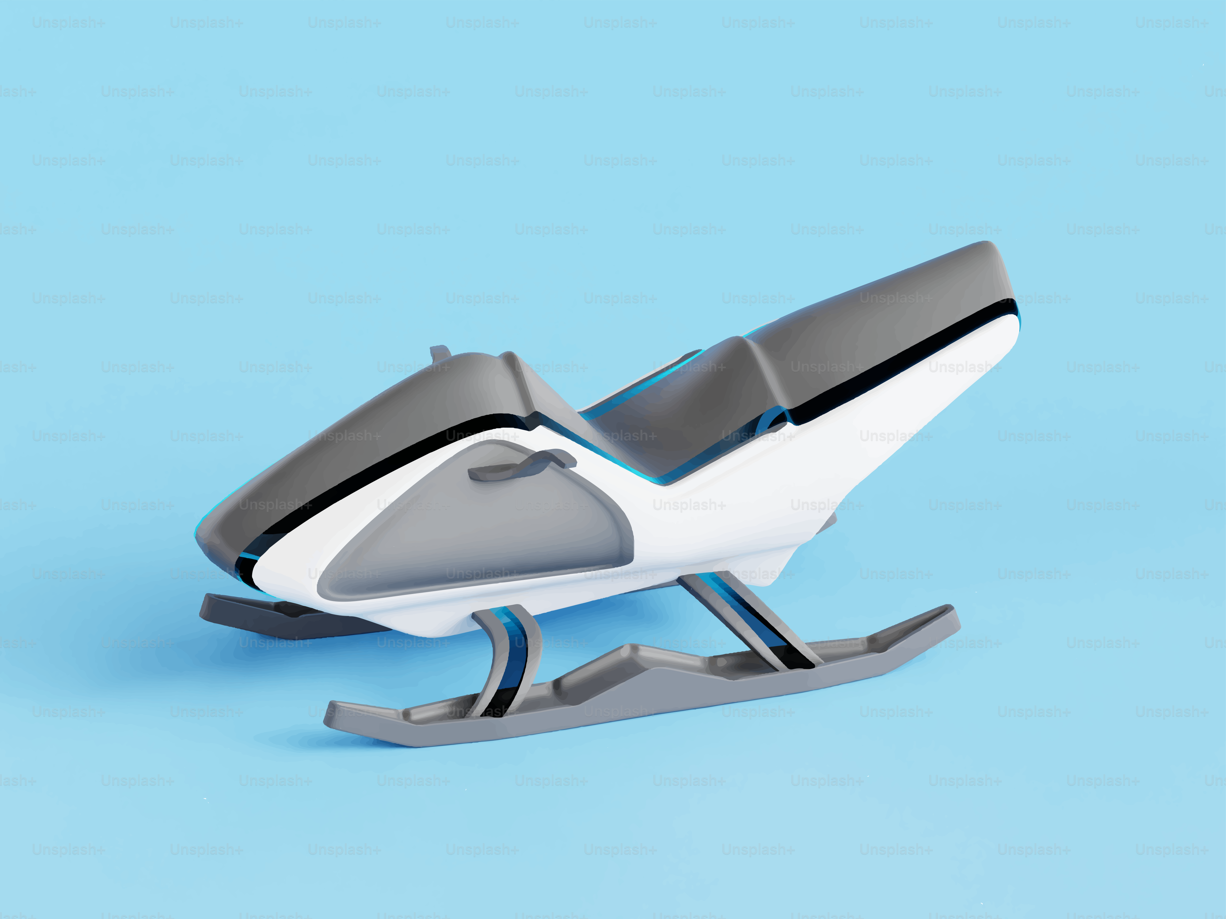 Futuristic snowmobile on a light blue background