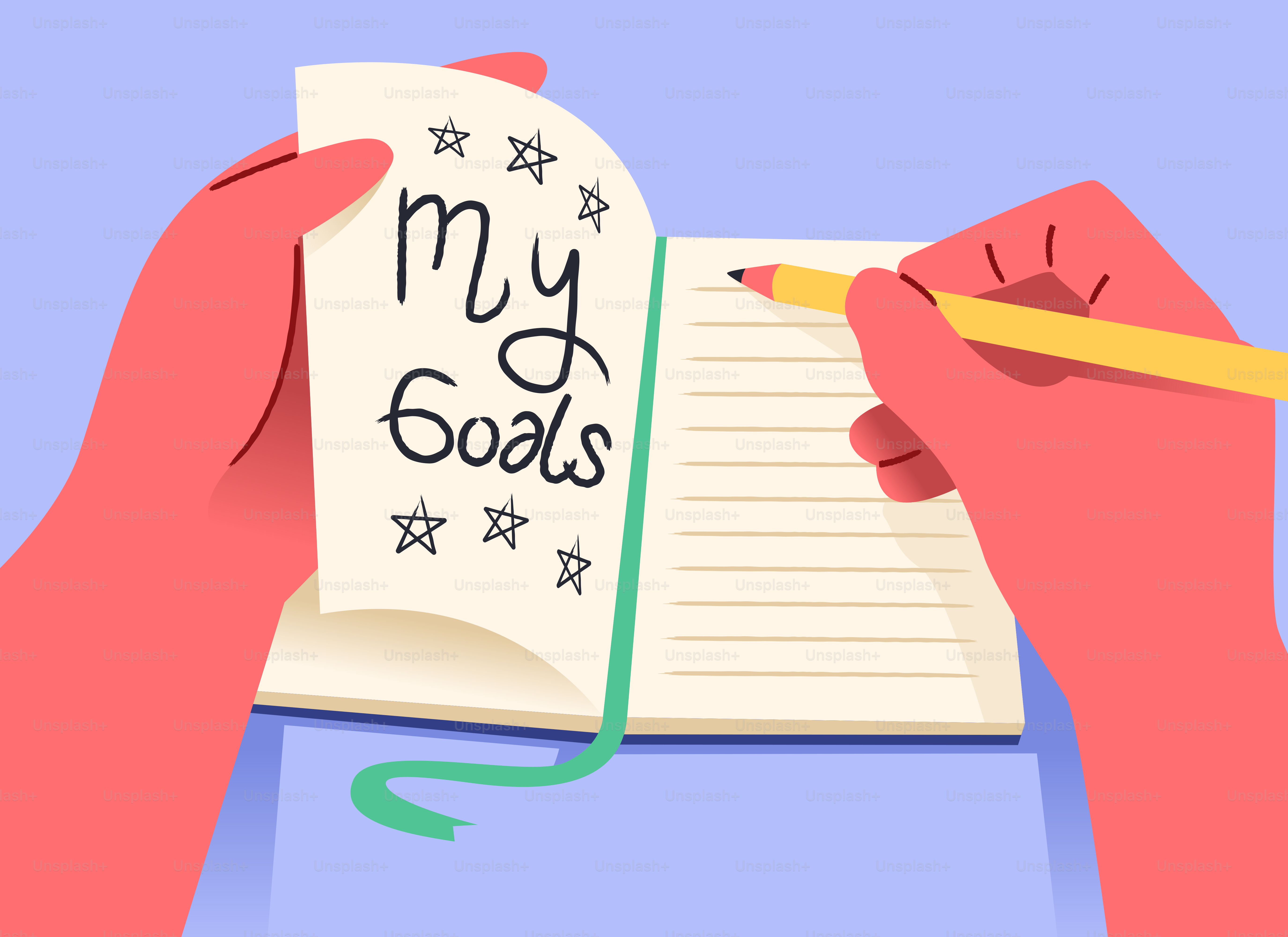 手で目標をノートに書き込む