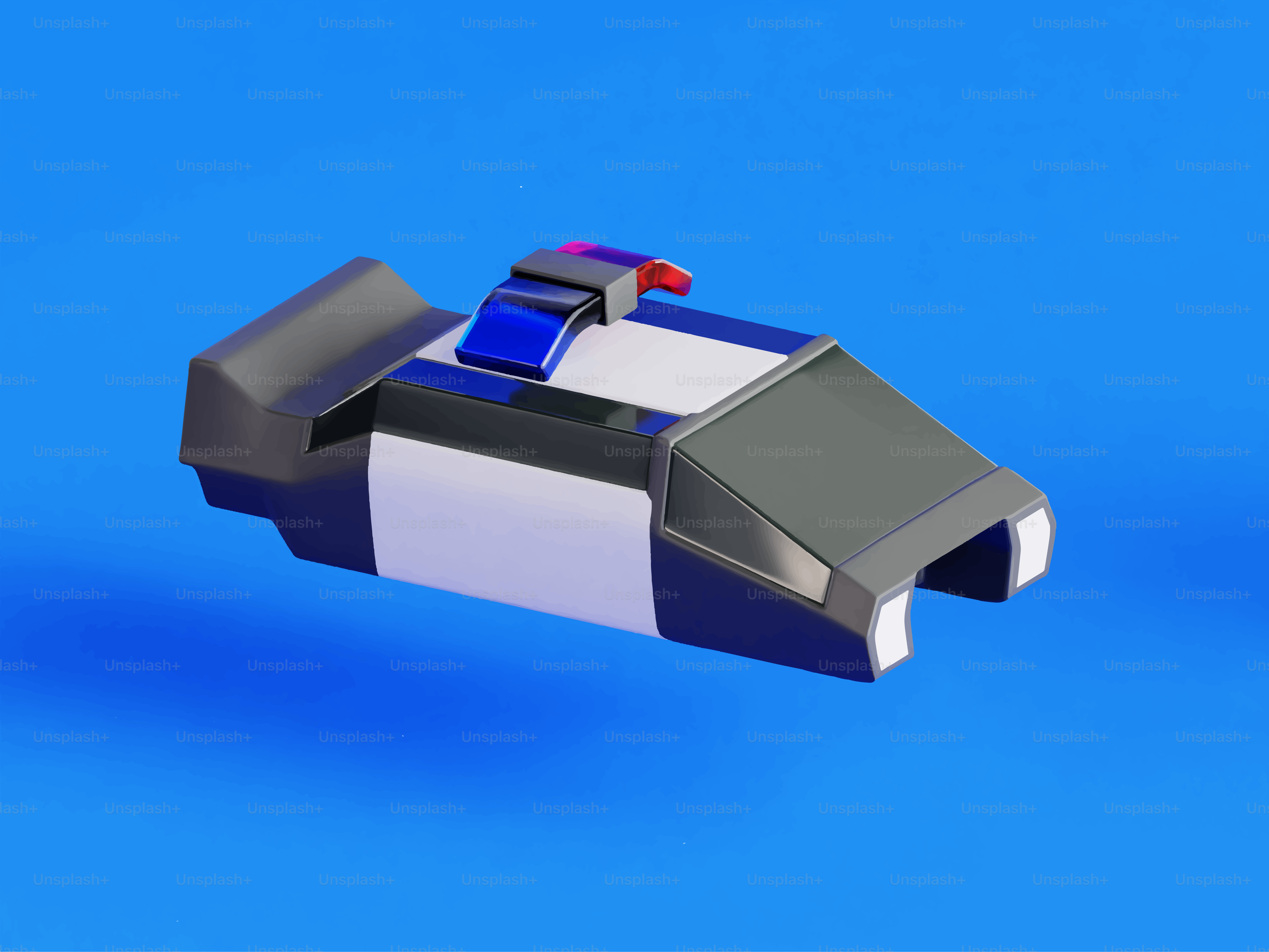 Futuristic police car on a blue background