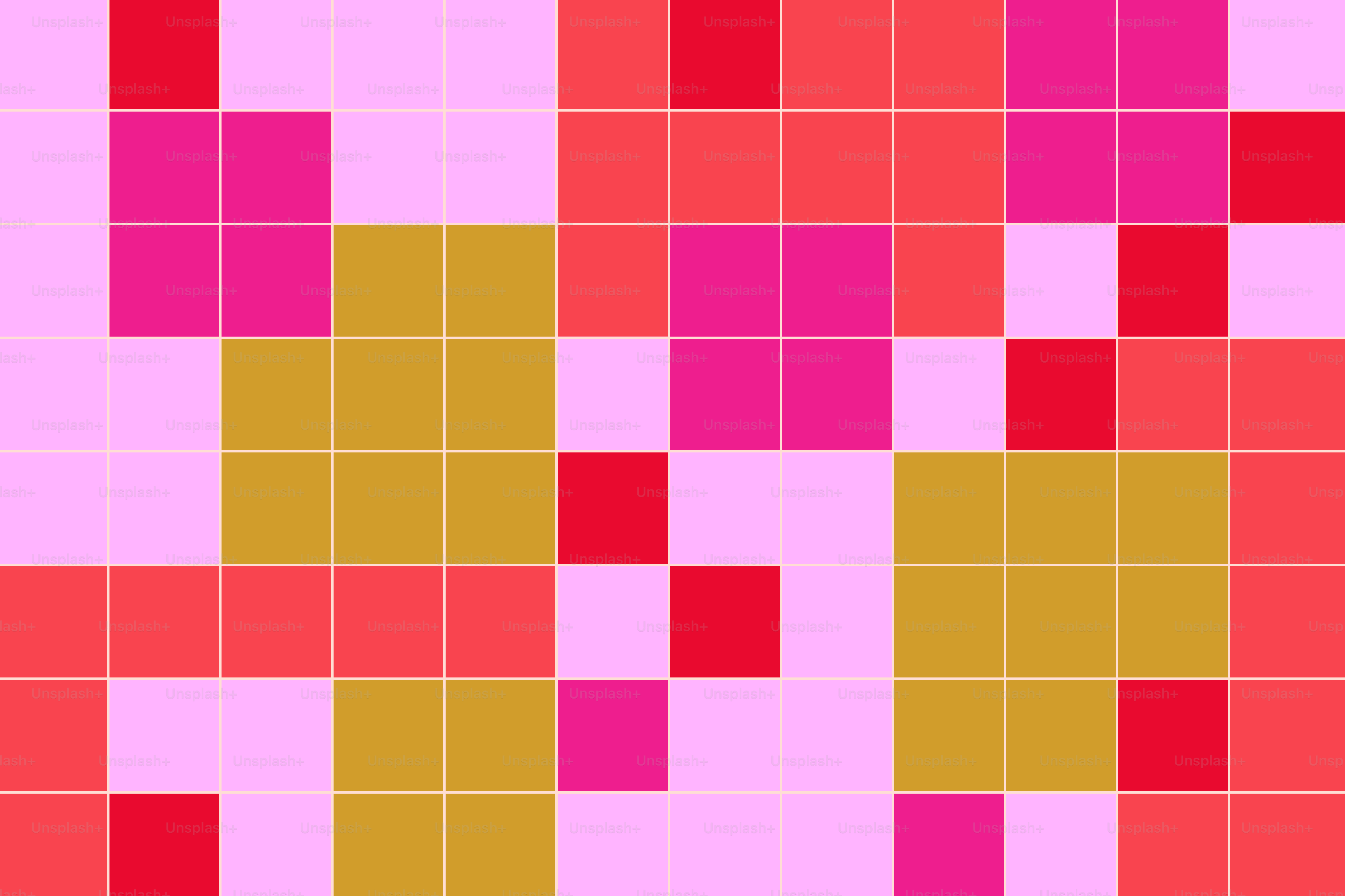 A grid of pink, red, and gold squares.